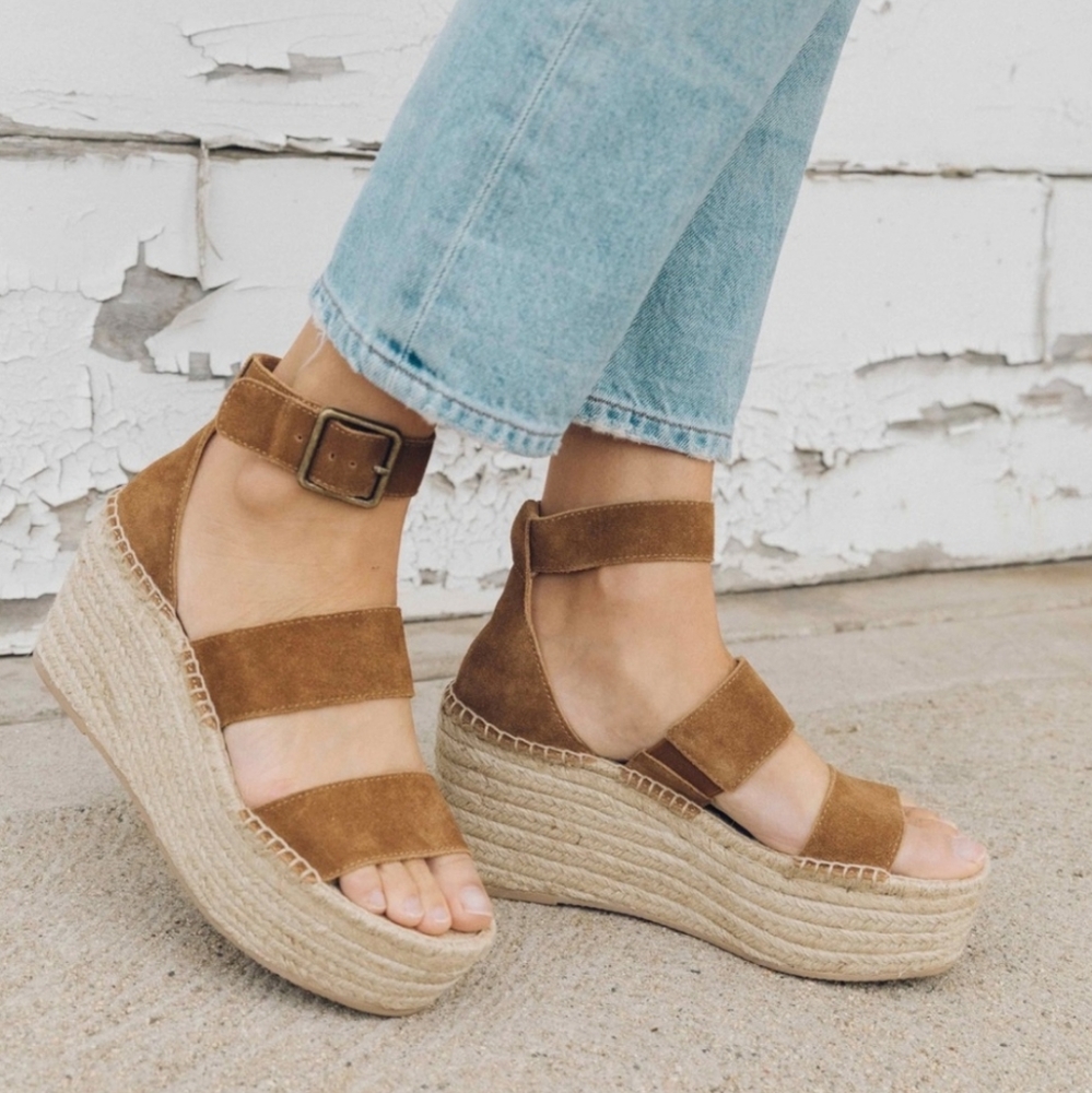 Soludos Brown Suede Espadrille Platform Sandals
